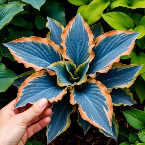 Хоста Океан Вью купить по цене от 960р. в интернет-магазине «Посадика» с доставкой почтой в в Боровичие и по всей России – [изображение №1].